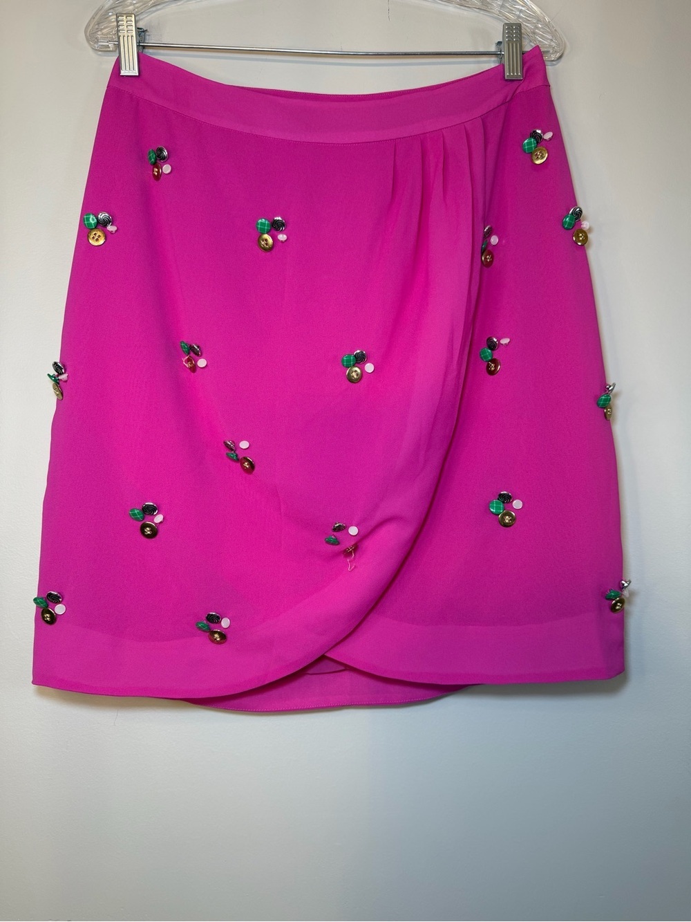 Embellished Fuchsia Mini Wrap Skirt